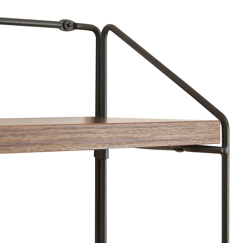 Etagère murale Boemlo avec 2 niveaux 48 x 42 x 14 cm noir effet noyer en.casa