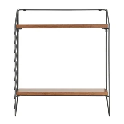 Etagère murale Boemlo avec 2 niveaux 48 x 42 x 14 cm noir effet noyer en.casa