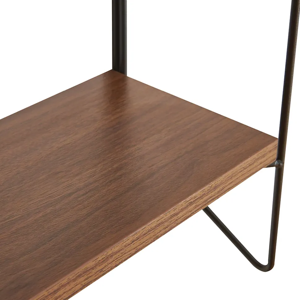Etagère murale Boemlo avec 2 niveaux 48 x 42 x 14 cm noir effet noyer en.casa