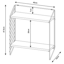 Etagère murale Boemlo avec 2 niveaux 48 x 42 x 14 cm noir effet noyer en.casa