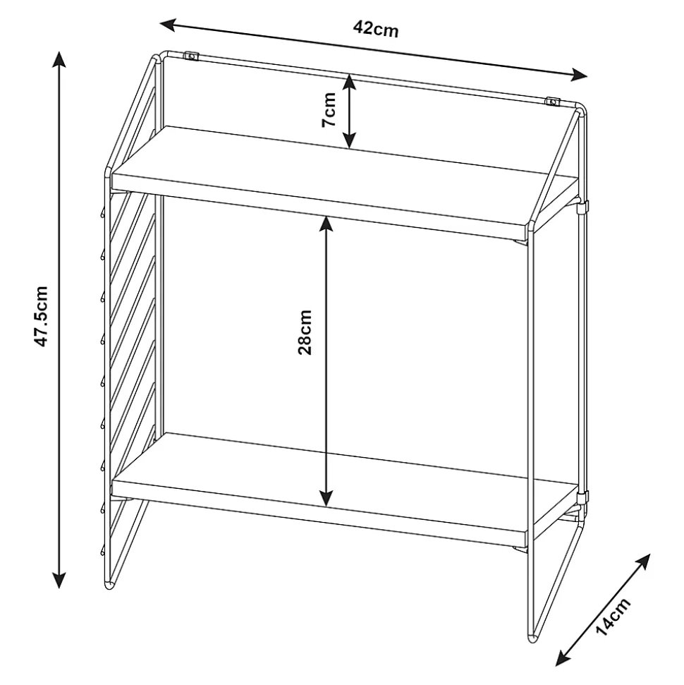 Etagère murale Boemlo avec 2 niveaux 48 x 42 x 14 cm noir effet noyer en.casa