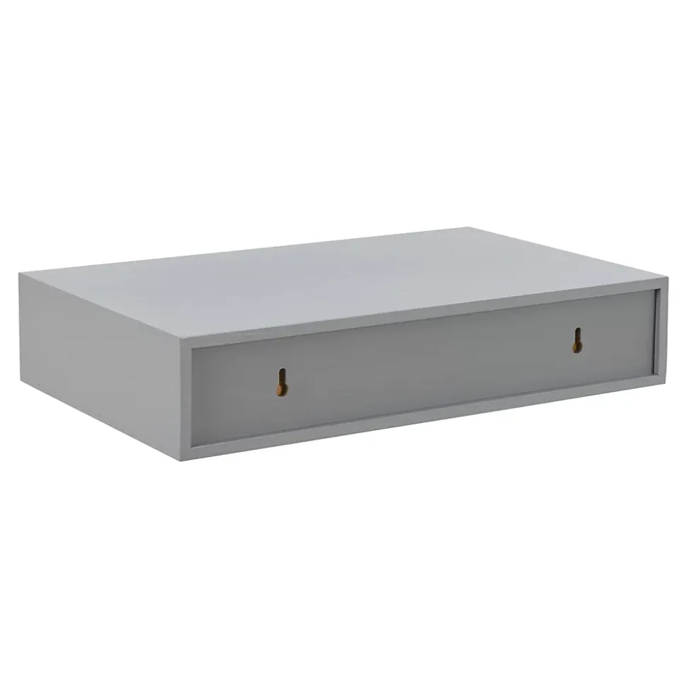 Etagère murale Bokn avec tiroir bambou 40 x 24 x 8 cm gris en.casa