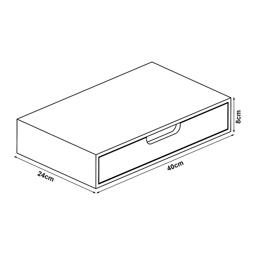 Etagère murale Bokn avec tiroir bambou 40 x 24 x 8 cm gris en.casa