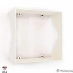 Etagère murale cube échancrée DECO-GEM, acier finition époxy blanc. L.30 x H.30 x P.15 cm