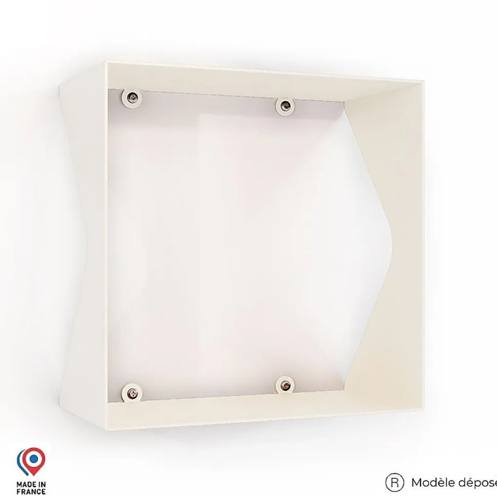 Etagère murale cube échancrée DECO-GEM, acier finition époxy blanc. L.30 x H.30 x P.15 cm