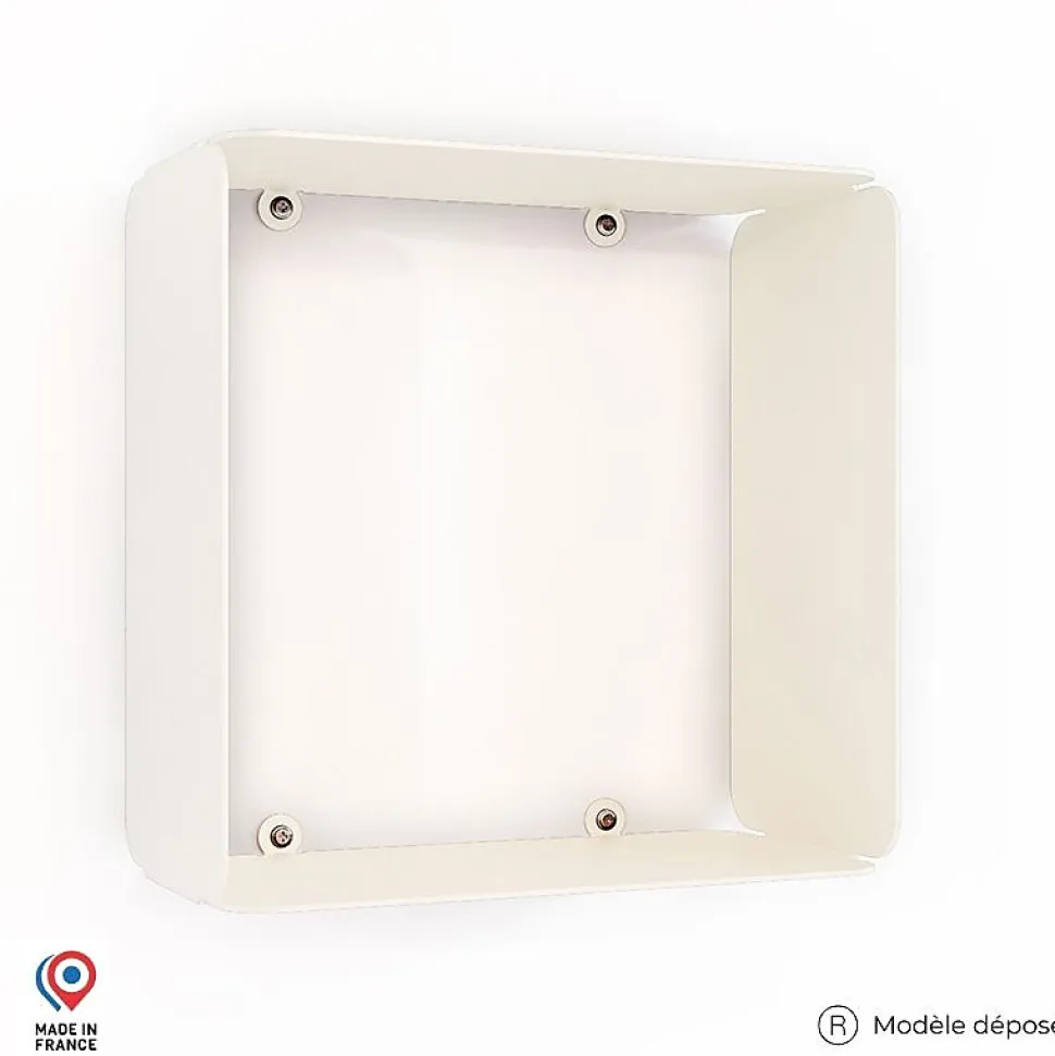 Etagère murale cube DECO-GEM, acier finition époxy blanc. L.30 x H.30 x P.15 cm