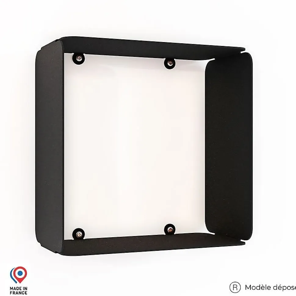 Etagère murale cube DECO-GEM, acier finition époxy noir. L.30 x H.30 x P.15 cm