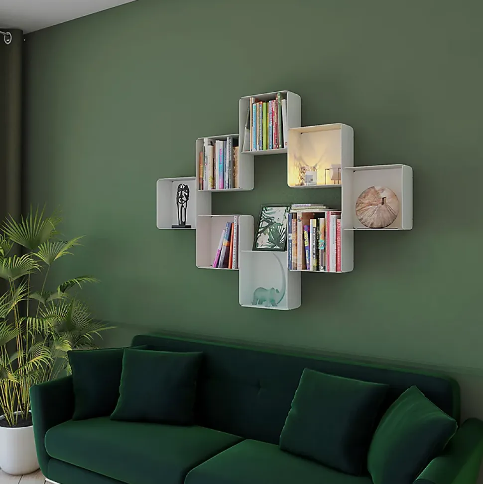 Etagère murale cube DECO-GEM, acier finition époxy noir. L.30 x H.30 x P.15 cm
