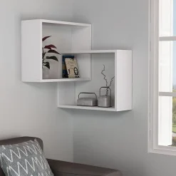 Etagère murale d'angle 2 étagères H68 cm - Ring
