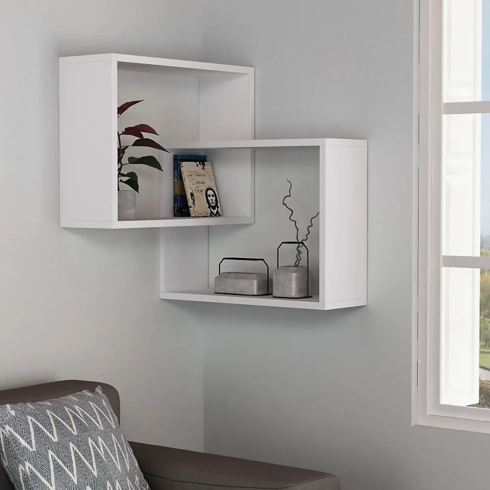 Etagère murale d'angle 2 étagères H68 cm - Ring