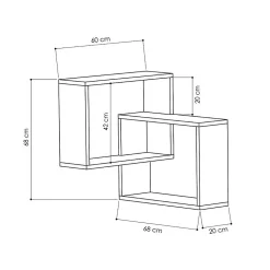 Etagère murale d'angle 2 étagères H68 cm - Ring