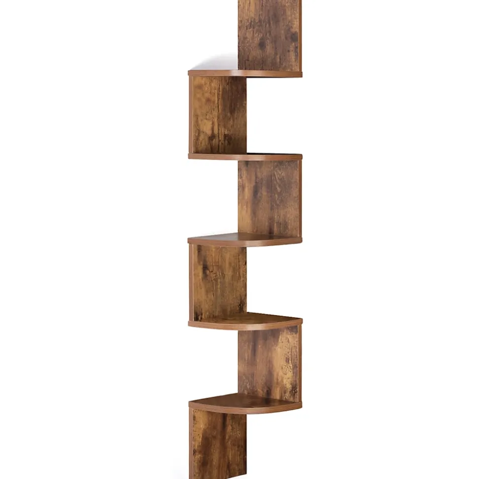 Etagère murale d'angle ISA 5 niveaux façon bois vieilli