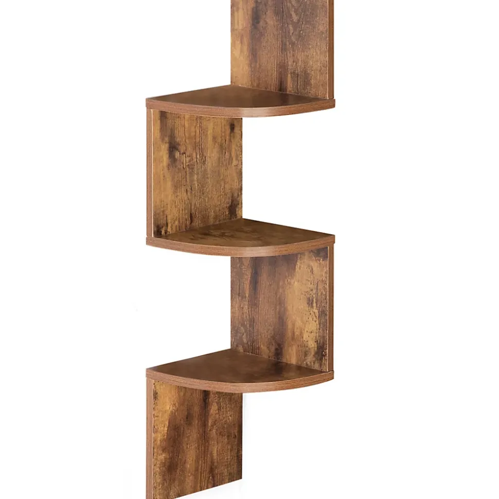 Etagère murale d'angle ISA 5 niveaux façon bois vieilli