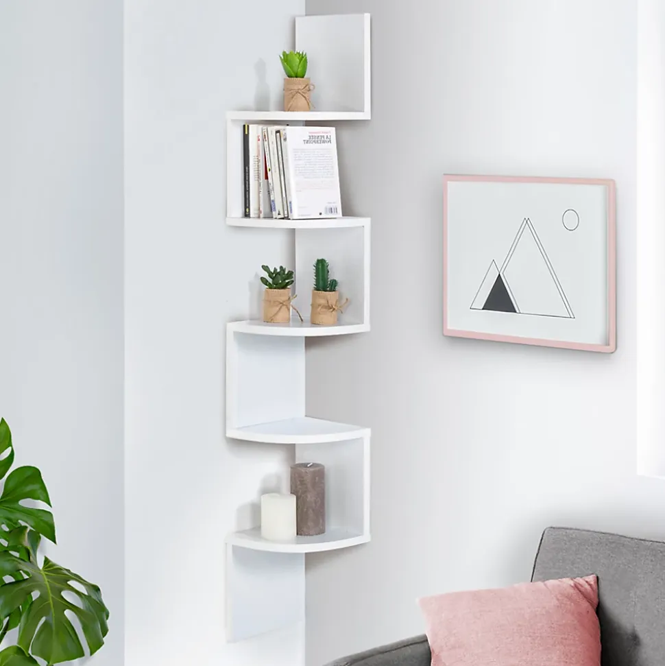 Etagère murale d'angle ISA 5 niveaux blanche