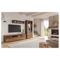 Etagère murale design 120 cm coloris chene foncé et gris anthracite Collection WINDSOR