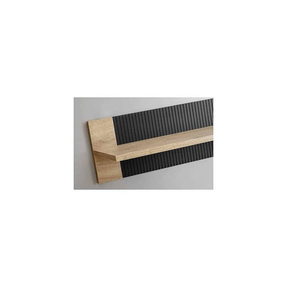 Etagère murale DOUM Chene clair et noir L160 x H20 x P23 cm