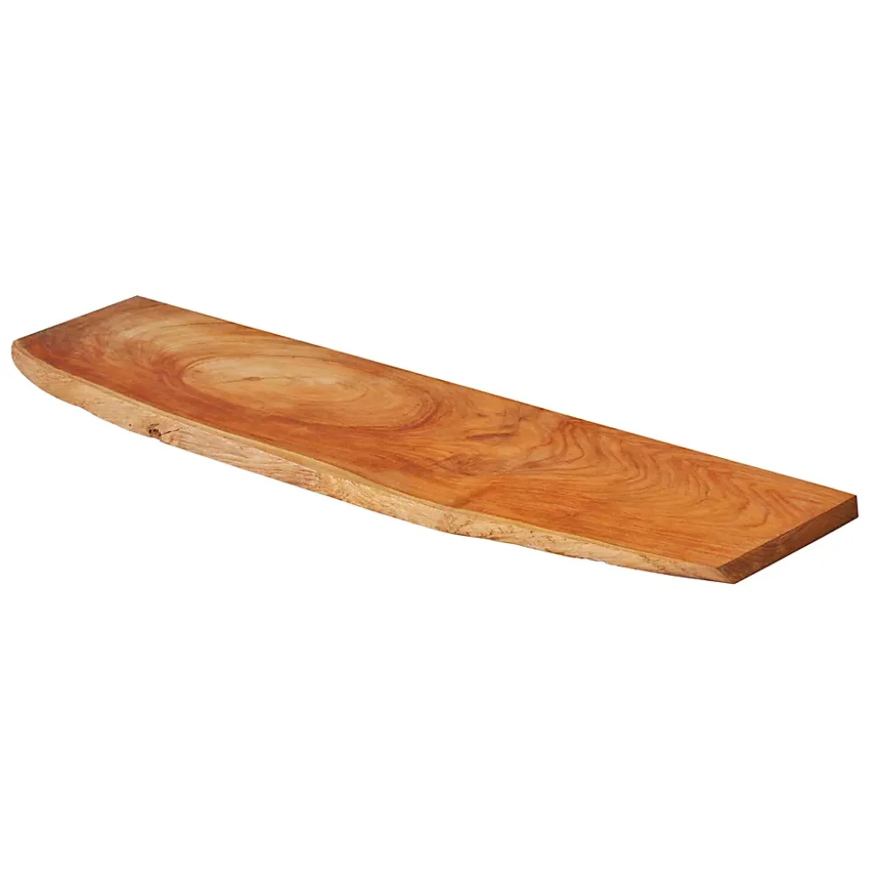 Etagère Murale en Bois Teck Massif Huilé - Bord Naturel Irrégulier - Fixation Inclus - 18x120x900mm - Etagère de Bureau, Cuisine