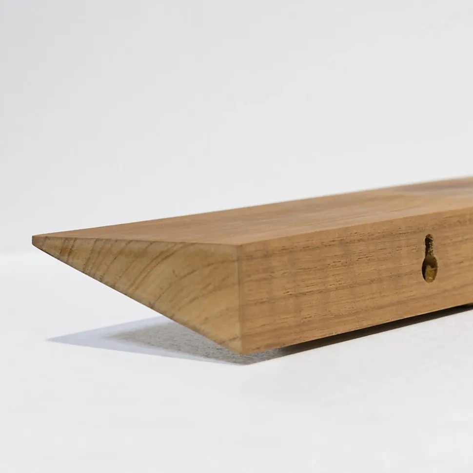Etagère Murale en Bois Teck Huilée Rectangle - Pré-percée - 35x90x600mm - Etagère de Bureau, Cuisine, Salle de bain, Salon