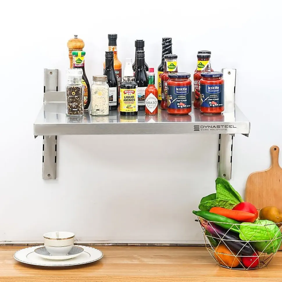 Etagère Murale en Inox sur Crémaillères - L 600 x P 400 mm