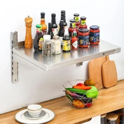 Etagère Murale en Inox sur Crémaillères - L 600 x P 400 mm