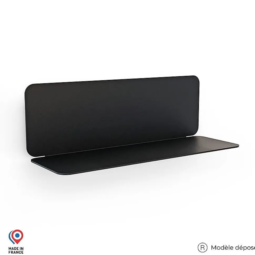 Etagère murale en L DECO-GEM, acier finition époxy noir. 2 poses possibles. L.45 x H.15 x P.15,49 cm