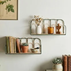 Etagère murale en rotin et métal 45cm