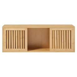 Etagère murale Grums avec 2 portes coulissantes bambou 93 x 20 x 33 cm naturel en.casa