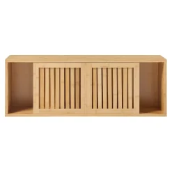 Etagère murale Grums avec 2 portes coulissantes bambou 93 x 20 x 33 cm naturel en.casa