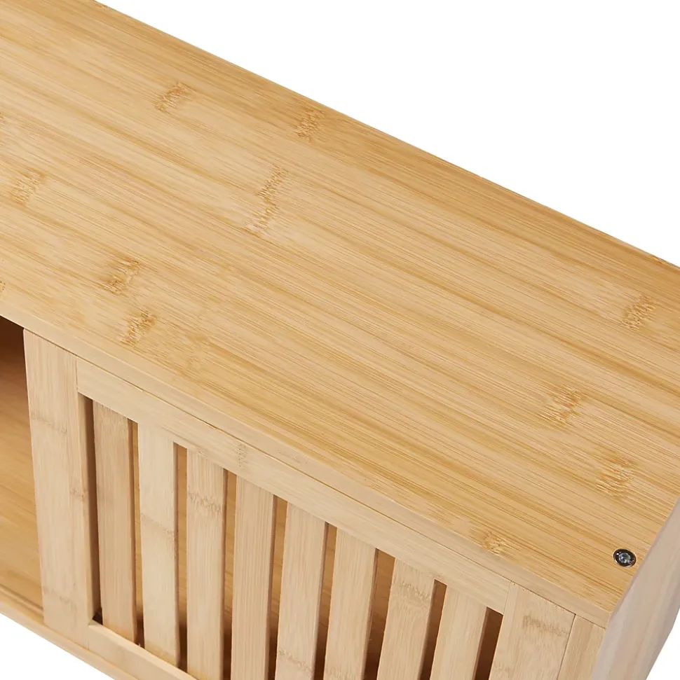 Etagère murale Grums avec 2 portes coulissantes bambou 93 x 20 x 33 cm naturel en.casa