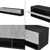 Etagère Murale Halmstad à 2 Portes Panneau de Particules 140 x 31 x 30 cm Noir Effet Béton en.casa