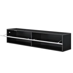 Etagère Murale Halmstad à 2 Portes Panneau de Particules 140 x 31 x 30 cm Noir Effet Béton en.casa