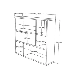 Etagère murale Harad 81x90x22 Panneau de particules Chêne clair Moderne