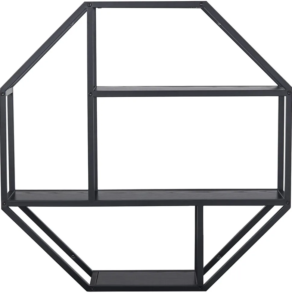 Etagère murale hexagonale en MDF et métal