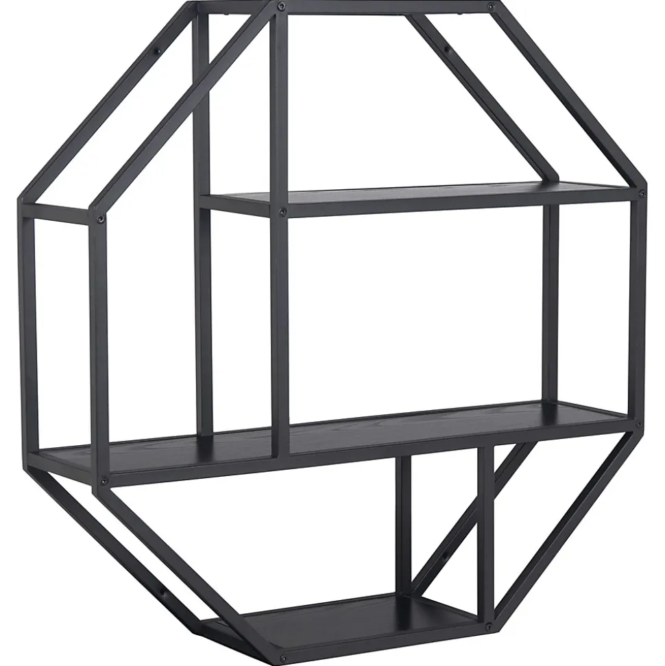 Etagère murale hexagonale en MDF et métal