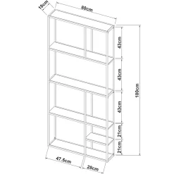 Etagère murale Jämijärvi acier 180 x 80 x 18 cm noir en.casa