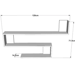 Etagère murale Kitee à 3 niveaux 71,5 x 120 x 14,5 cm effet chêne en.casa