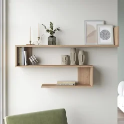 Etagère murale Kitee à 3 niveaux 71,5 x 120 x 14,5 cm effet chêne en.casa