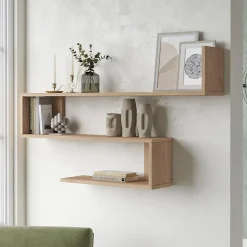 Etagère murale Kitee à 3 niveaux 71,5 x 120 x 14,5 cm effet chêne en.casa