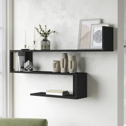 Etagère murale Kitee à 3 niveaux 71,5 x 120 x 14,5 cm noir en.casa