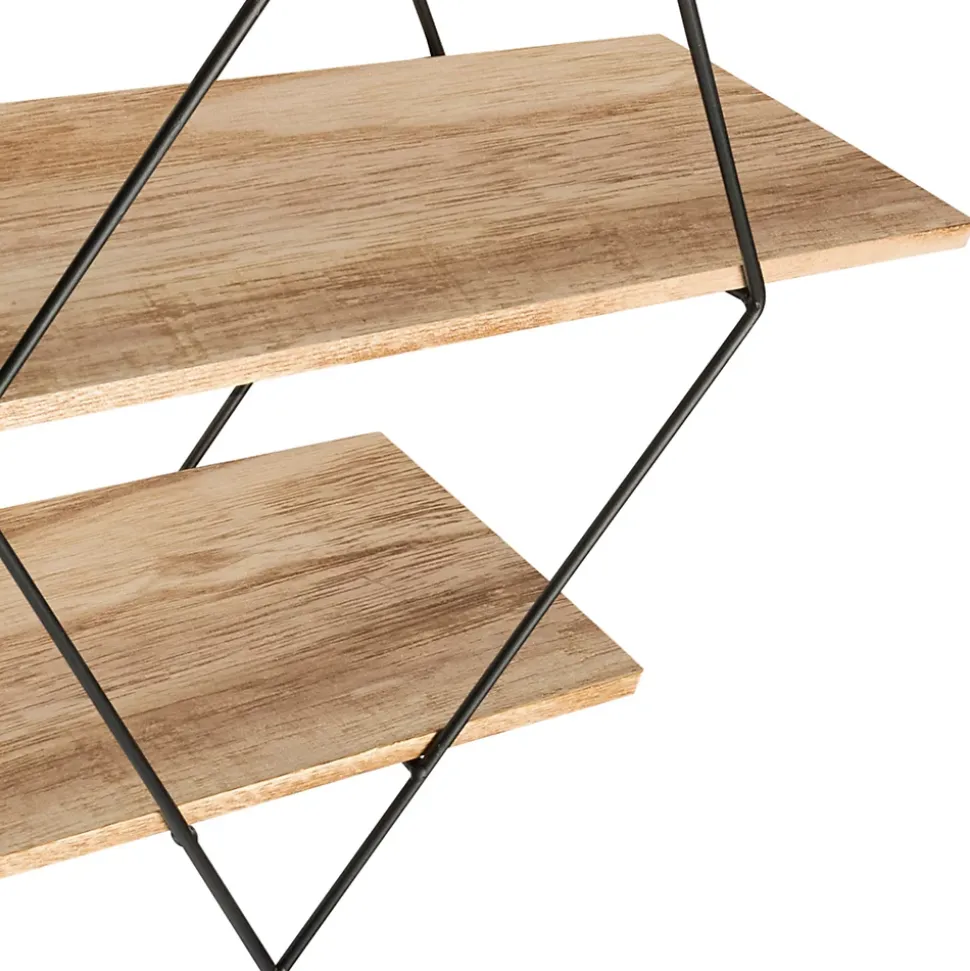 Etagère murale losange LILY 3 niveaux bois et métal design industriel