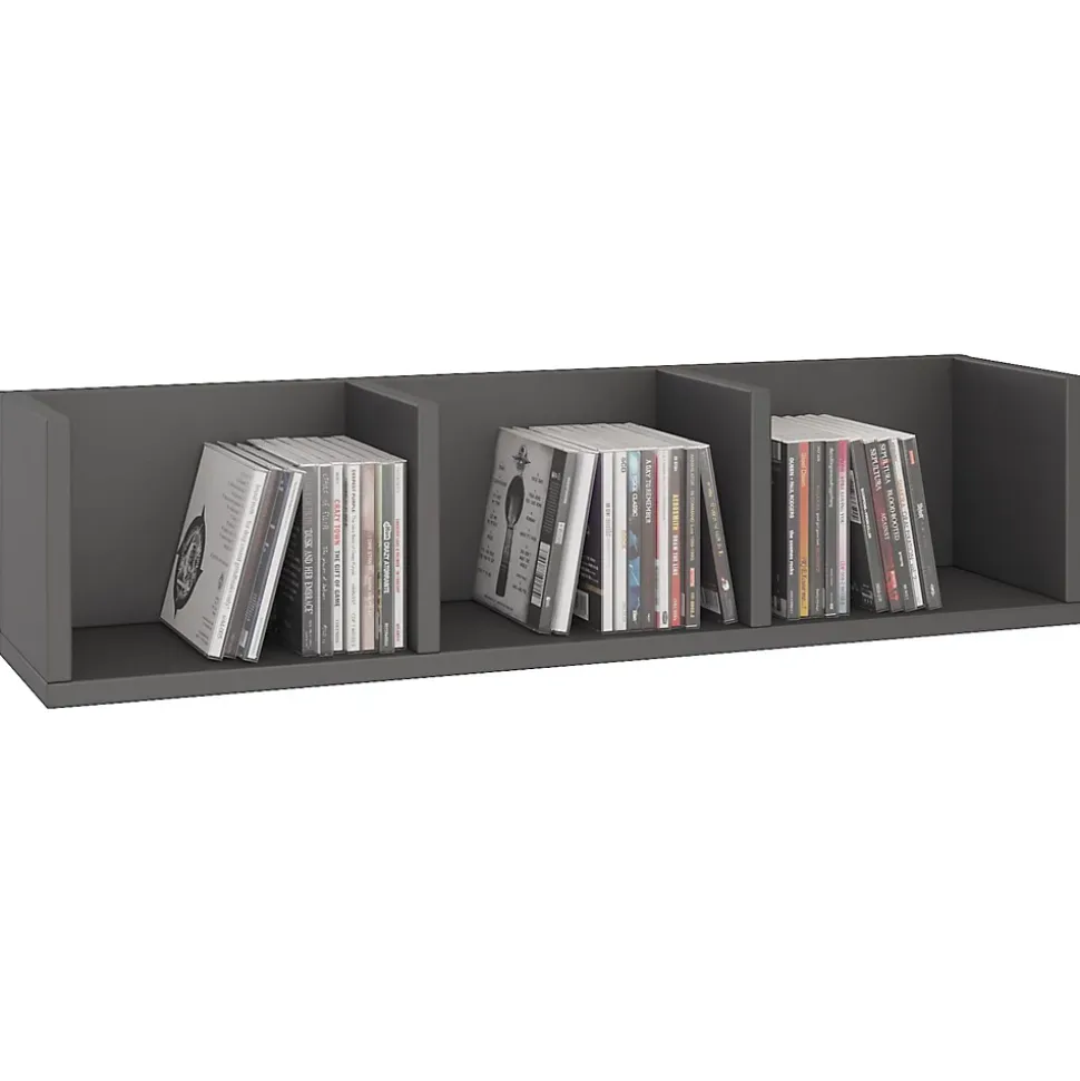 Etagère murale NELLO pour CD et DVD, en mélaminé gris mat