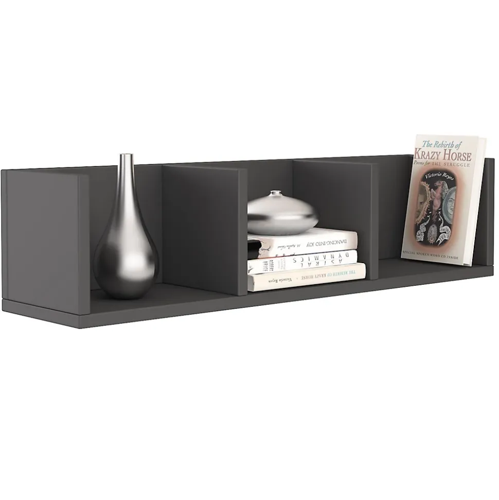 Etagère murale NELLO pour CD et DVD, en mélaminé gris mat