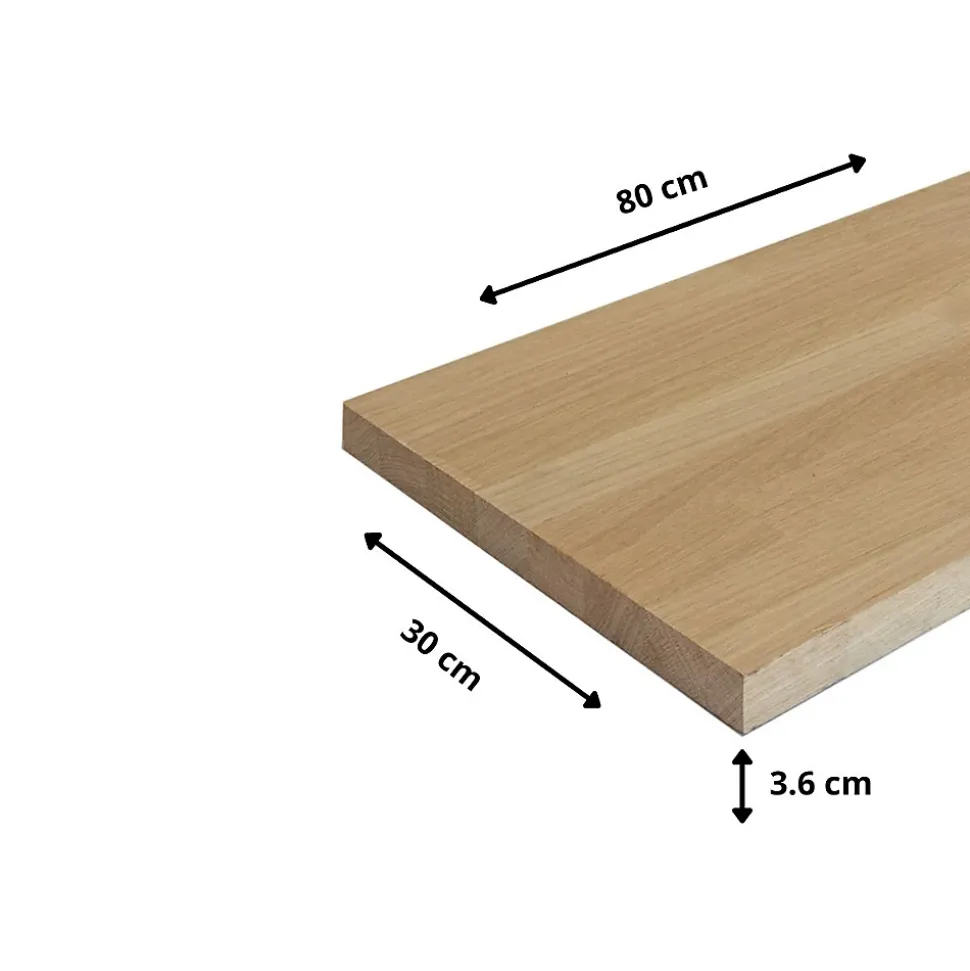 Etagère murale épaisse Chêne bois massif L.80 X l.30 cm, Ep.36 mm
