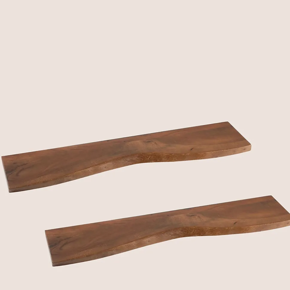 Etagère murale rectangulaire en bois d'acacia L115 (lot de 2) - EDGAR
