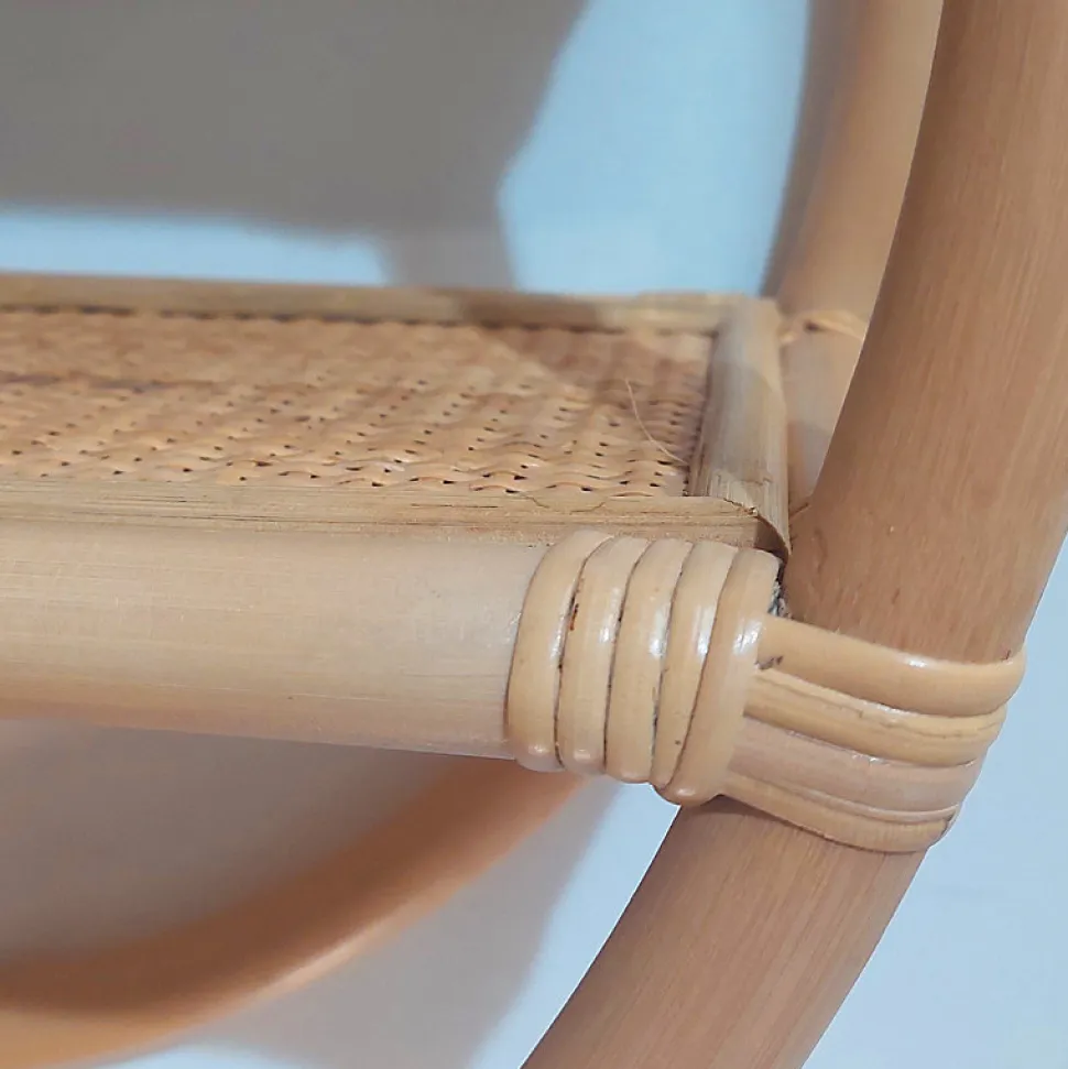 Etagère murale ronde D. 60 cm en rotin naturel 2 tablettes - HAZEL