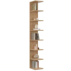 Etagère murale suspendue double position CHIARA 8 étagères façon hêtre 190 cm