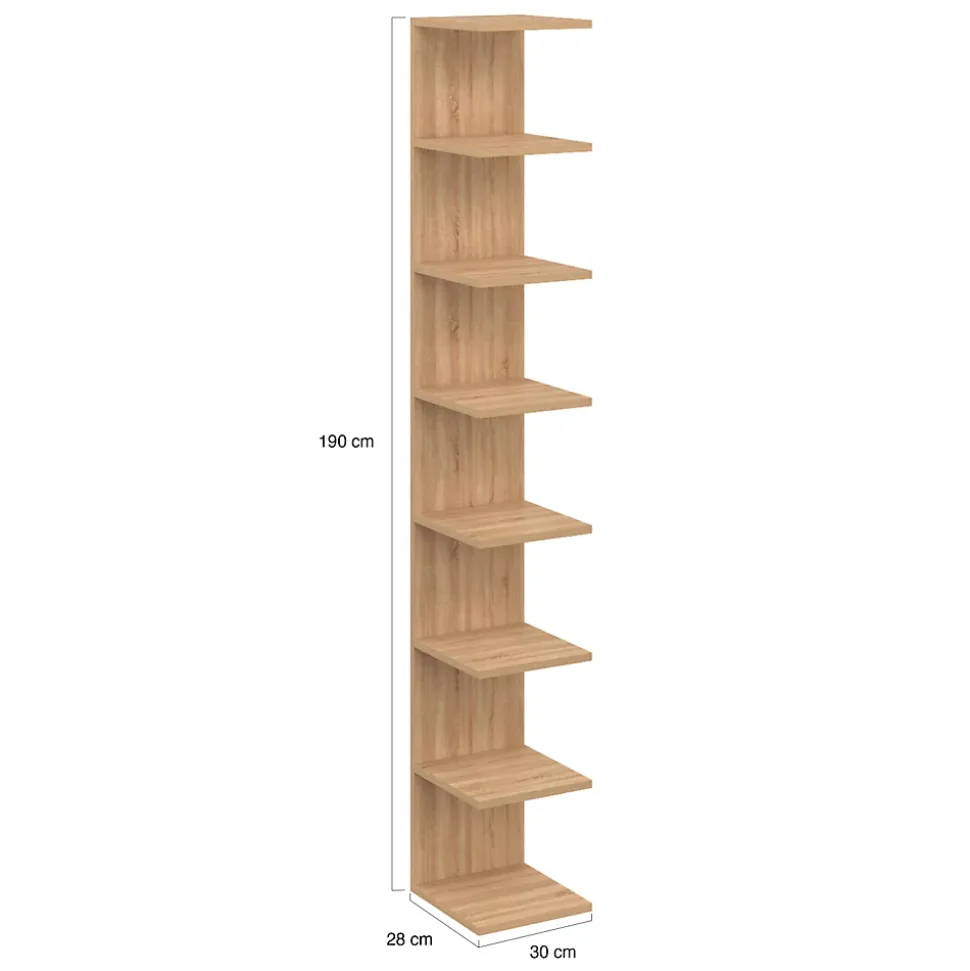 Etagère murale suspendue double position CHIARA 8 étagères façon hêtre 190 cm