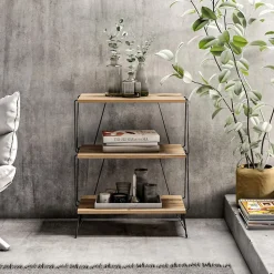 Etagère ouverte design industriel en bois et métal