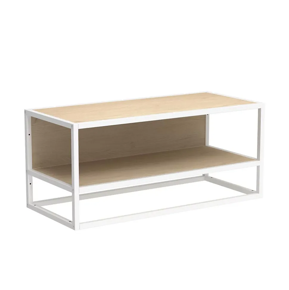 Etagère penderie murale MALYA en bois et métal blanc 90x40cm