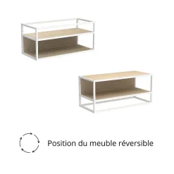 Etagère penderie murale MALYA en bois et métal blanc 90x40cm